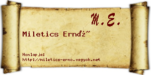 Miletics Ernő névjegykártya