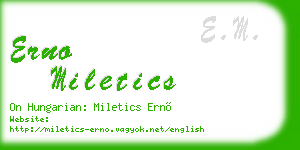 erno miletics business card
