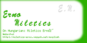 erno miletics business card